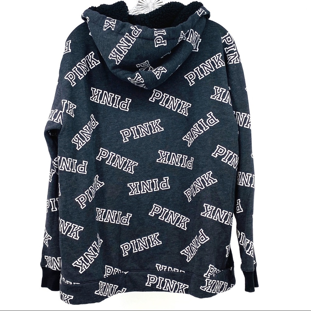 PINK Victoria’s Secret Logo Sherpa Hood Hoodie - Picture 2 of 3